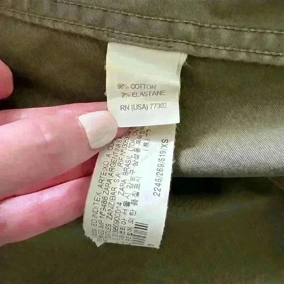 Zara Basic utility army military jacket, size xs, olive army green - Picture 10 of 11